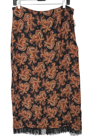 Vintage Clio Maxi Skirt 12 Black Orange Paisley Beaded Fringe Boho Y2K 90s Artsy thumbnail 1