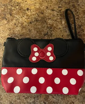 Polka Dot Bow Wristlet Clutch - Black & Red thumbnail 1