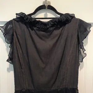 Amelia Toro Dress Womens 6 Black Goth Romantic Ruffle V-Neck Pleated Fit & Flare thumbnail 6