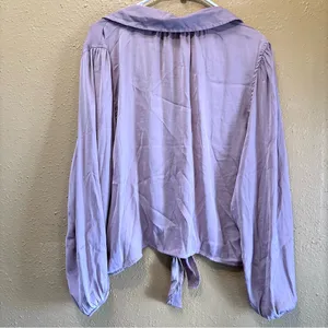 American Eagle Mauve Balloon Sleeve Tie Front Button Down Blouse Large thumbnail 7