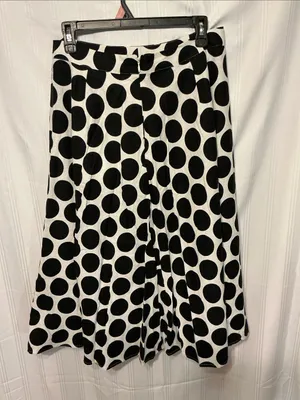 Who What Wear Black & White Polka Dot A-Line Skirt SZ 10 thumbnail 3