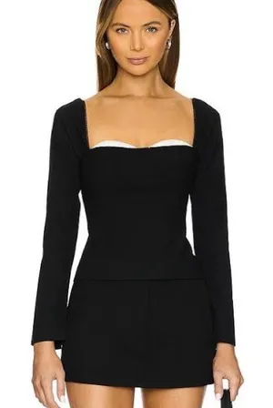 ASTR the Label Whitely Peekaboo Black Long-Sleeve Top Women’s Size Large thumbnail 1