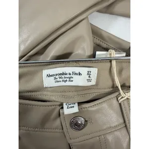 NWT Abercrombie & Fitch Vegan Leather 90's Straight Ultra High Rise 27/4L $110 thumbnail 4