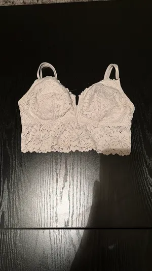 PINK white lace bralette thumbnail 5