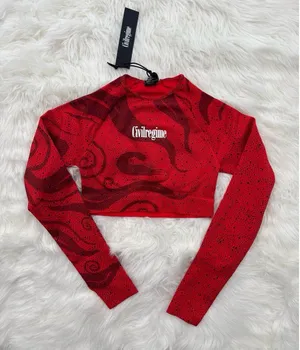 Civil Regime Red Chaos Kelly Seamless Long Sleeve Crop Top Size XS thumbnail 1