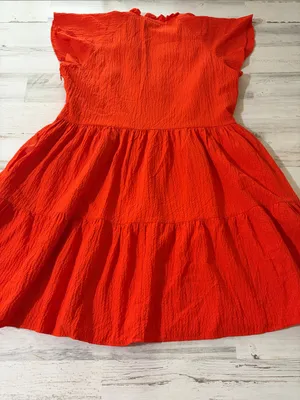 Alex Marie Bright Vanya V-Neck Orange Tiered Flutter-Sleeve Dress thumbnail 7