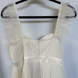 Anaya Maternity Maxi Dress Cream Babydoll Tulle Gauzy Summer Ethereal Size 4 thumbnail 6