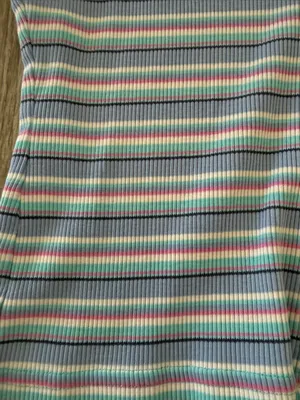Vintage Y2K striped button front collared shirt sleeve top blue pink small thumbnail 8