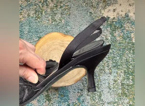 Vintage Y2K NOS Stuart Weitzman black lace slingback kitten heels, size 6.5M thumbnail 15