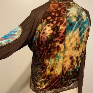 Jaipur Elegant velvet Brown and Orange cardigan extra lightweight size M thumbnail 3