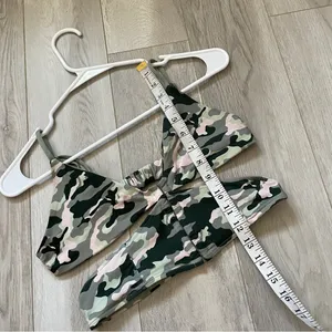 Frankies Bikinis Top camo cutout corset longline womens Green (large) swim beach thumbnail 3