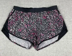 Under Armour Running Shorts Womens Large Black Pink Print 3 In Lined HeatGear thumbnail 1