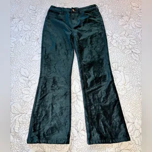Free People High Time Velvet Kick Flare Pants Jewel Green Sz 27 💛 thumbnail 3