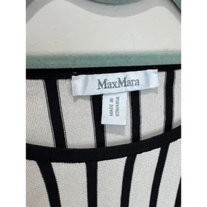 Max‎ Mara Cream Black Striped 3/4 Sleeve Top Sz S thumbnail 4