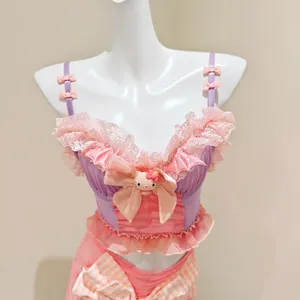 Pink Purple Two-piece Outfit Lace Ruffle thumbnail 2