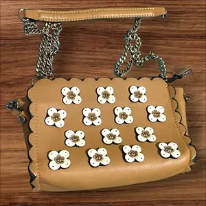 257 Zara | EUC Tan Floral Applique Crossbody Bag (9”x6”x2,5”) thumbnail 4