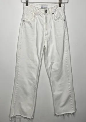 Zara white wide‎ leg jeans size 0 thumbnail 1