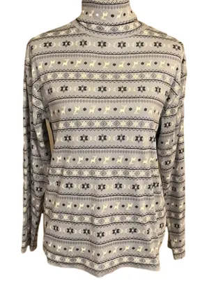 Northcrest reindeer snowflake print turtleneck Size medium vintage thumbnail 1