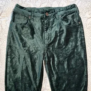 Free People High Time Velvet Kick Flare Pants Jewel Green Sz 27 💛 thumbnail 4