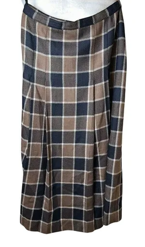 90s Vintage Plaid Wool Midi Skirt High Rise 12 | Dark Academia Preppy Scholarly‎ thumbnail 1