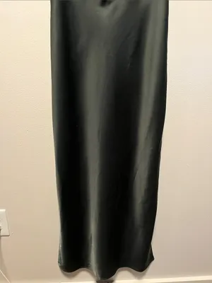 BHLDN Anthropologie Cali Satin Cowl-Neck Midi Dress in Moss Green, Size 4 thumbnail 4