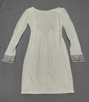 City Studios Shiny White Long Sleeve Dress thumbnail 1