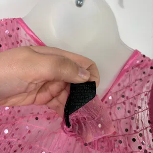 Vintage Y2K The Limited Pink Sequin Sheer Smocked Mesh Fitted Tank Top Clubbing thumbnail 5