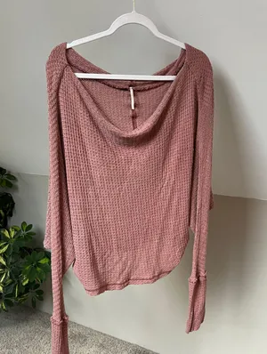 Free People Mauve Slouchy Knit Long Sleeve Top thumbnail 1