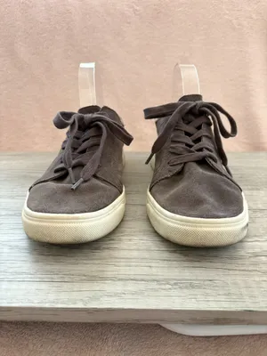 Lucky Brand Loucia Gray Suede Leopard White Midsole Lace Up Sneaker 7.5 $80 thumbnail 2