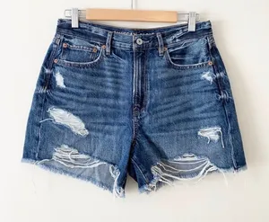 American Eagle 90s Boyfriend Denim Shorts Sz 12 Distressed Raw Hem EUC thumbnail 1