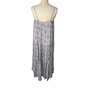 HERSY Tiered Maxi‎ Dress with Adjustable Spaghetti Straps, LARGE thumbnail 4