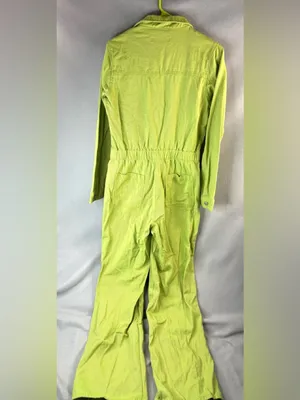 Forever 21 L Denim Lime Green Long Sleeve Zip-Front Jumpsuit thumbnail 4