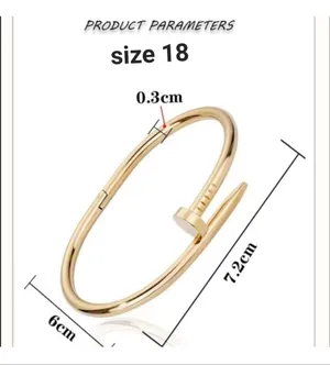 18K Gold Plated Elegant Gold Bangle Bracelet Diamond Nail thumbnail 5