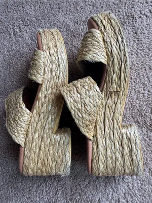 Beach by Matisse Raffia Platform Sandals Sz 8 Tan thumbnail 5
