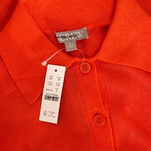 NWT!! J. CREW Collared Button-Up Sweater Cardigan Linen Poppy Orange Red Small thumbnail 13