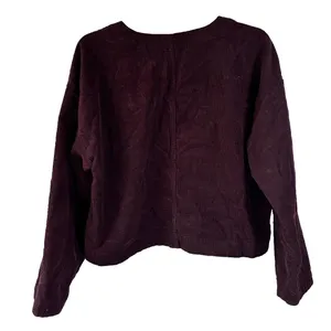 Madewell Long Sleeve Crop Top V‎ neck Corduroy Burgandy/Brown Size L thumbnail 2