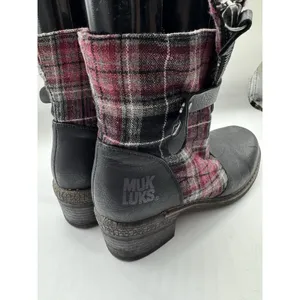 Muk Luk Plaid Flannel Zip Ankle Boots Women’s Size 7 thumbnail 8