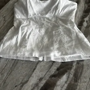 REFORMATION Ayda Linen Top White and Black Strapless Size 6 thumbnail 5