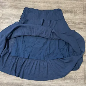 Chaps Maxy SKirt L‎ Navy Blue Crinkle Gauze Tiered Large Boho 100% Cotton Flowy thumbnail 10
