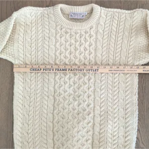 Highland Home Industries Ivory Pure Wool Fisherman Sweater Scotland Women S thumbnail 2