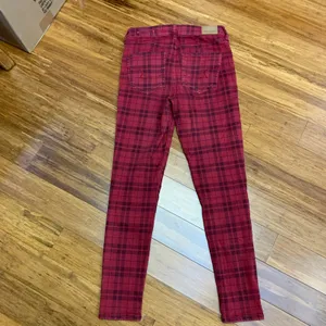 American Eagle Red Black Plaid Hi Rise Jegging Pants‎ Jeans Women's Size 4 Short thumbnail 4