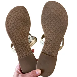 Tory Burch Fringe Miller Thong Sandals‎ Metallic Gold Logo Size 9 thumbnail 6