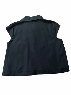 B.Yu Black Poplin Cotton Swing Top with Cap Sleeves thumbnail 2
