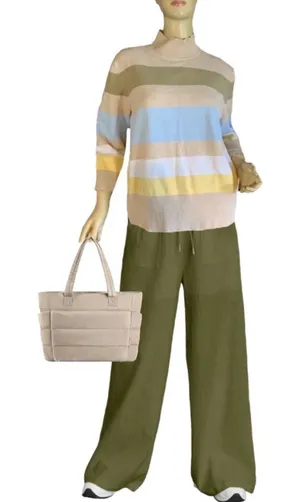 Tommy Hilfiger Cotton Blend Blue, Beige Pastel Stripes Sweater Y2k (M) thumbnail 1