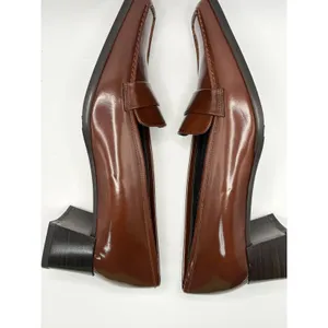Sesto Meucci Sissy Tan Calf Leather Square Toe Block Heel Penny Loafers Size 8N thumbnail 3