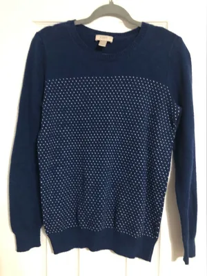 Ann Taylor Loft Factory blue white dot‎ sweater women’s size medium thumbnail 1
