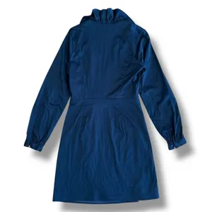 Elizabeth McKay Women’s Navy Ruffle Collar Wrap Dress Size 2‎ Long Sleeve thumbnail 5