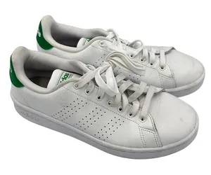 Adidas Advantage Clean QT White Green Stripe Sneakers Women's‎ Size 8.5 Vegan thumbnail 1