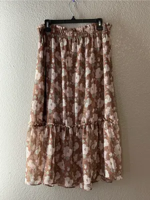 LC Lauren Conrad L Floral Tiered Midi Skirt Cottagecore Fairycore Bohemian Farm thumbnail 5