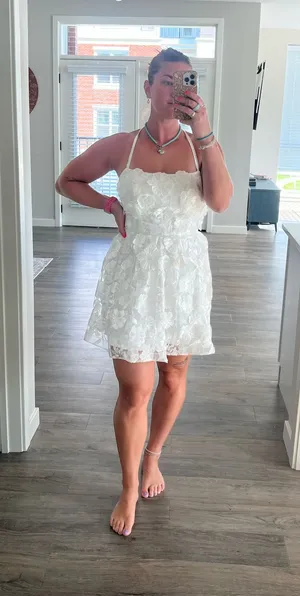 Amazon White Floral Mini Dress thumbnail 1